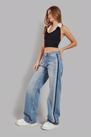 it's basic Kadın Kot Rengi 2s584 Straight Fit %100 Koton Yandan Şeritli Denim Jean Mavi