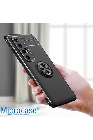Xiaomi Mi 10S Focus Serisi Yüzük Standli Silikon Kilif - Siyah 492369796