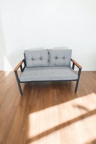 Pimango Pi Elize Tekli Bahçe Balkon Mobilyası 2'li 60 x 120 CM Gri