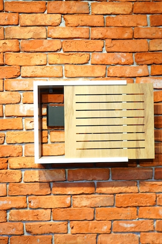 Modem Saklama Kutusu Sürgülü Yana Açılır 35 X 40 Çizgili Meşe