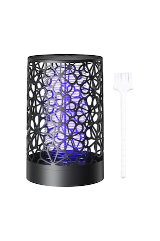 Xindoker Ev İçin Usb Şarjlı Led Elektrikli Sinek Öldürücü, Pürplü Işık Dalgalarıyla Yüksek Tutma Verimi, Avrupa Stili Çiçek Sepeti Desenli Siyah