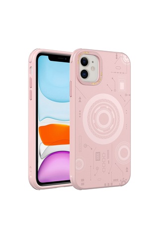 Zeyline Apple Uyumlu iPhone 11 Zore Wireless Şarj Özellikli Desenli Hot Kapak-rose Gold