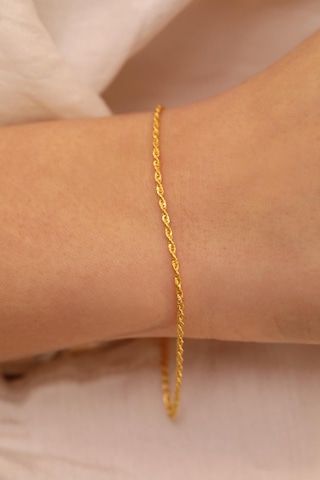 14 Ayar Altın Ince Halat Zincir Bileklik Sarı Altın