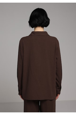 Colin's Colins Regular Fit Shirt Neck Düz Kadın Kahverengi Kısa Kol Gömlek Cl1079416 Q1.v2 Brw