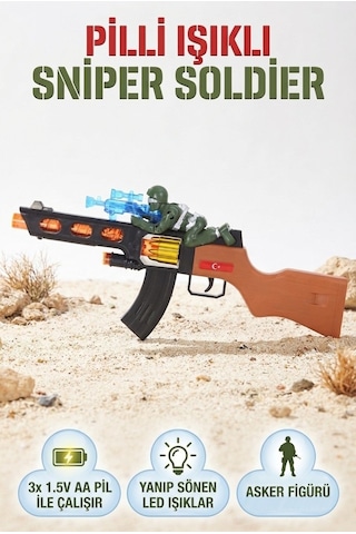 Sniper Tüfek Asker Temalı Işıklı Ve Pilli Işıklı Namlulu Eğlenceli Oyuncak