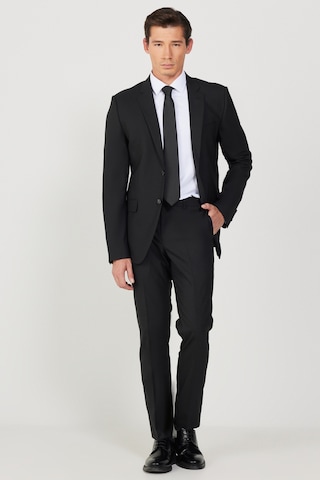 AC&Co / Altınyıldız Classics Erkek Sıyah Slim Fit Dar Kesim Düz Siyah 8 Drop Su Geçirmez Nano Takım Elbise Siyah