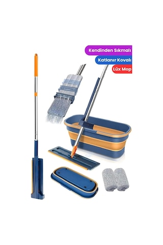 Kendinden Sıkmalı Mop Seti Kovalı Katlanabilir Tekerlekli Kova Kendinden Sıkmalı Mop Katlanabilir