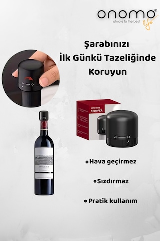 Life Vakumlu Sızdırmaz Şarap Şişesi Tıpası Siyah