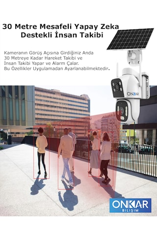 Onkar X15 4mp 2mp+2mp Esim Güneş Enerjili 7/24 Kayıtlı