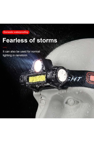 Aubyhe Usb Şarjlı Led Şapka Lambası, Xpe+cob Işık Kaynağı, 800mah Pil, 2-4 Saat Kullanim Süresi, 71g Hafif Tasarım, Siyah Abs Malzeme Model 211 Siyah