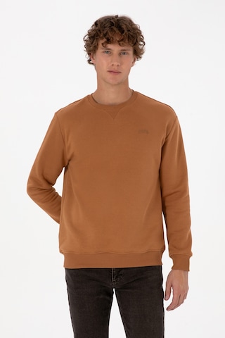 U.S. Polo Assn. Erkek Comfort Fit Bisiklet Yaka Şardonlu Camel Basic Sweatshirt 50313757-VR233