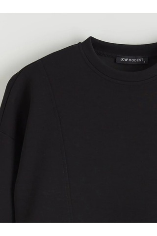 Lc Waikiki Siyah Soft Touch Kadın Sweatshirt Tunik