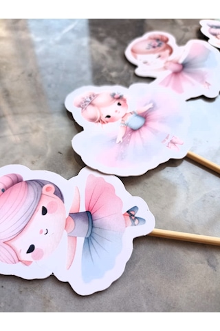 15adet Sevimli Balerin Cupcake Kürdanı Doğum Günü Süsü