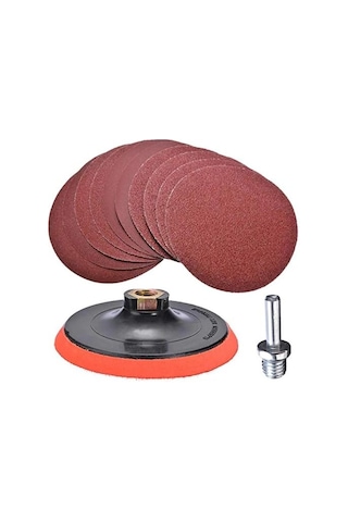 Cırt Zımpara Seti + Matkap Aparatı 115 Mm 20 Parça Avuç İçi Taşlama Spiral Set