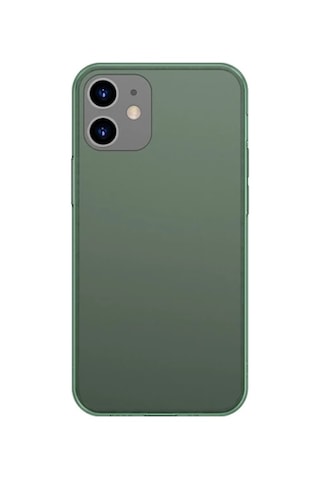 Baseus Frosted Glass Apple iPhone Uyumlu iPhone 12 -12 Pro 6.1inch Shockproof Koruyucu Kılıf- 5775 Yeşil