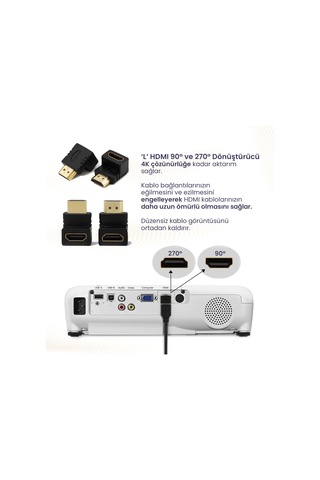 TTAF Hdmı Dönüştürücü L Adaptör 4K Görüntü Aktarımı