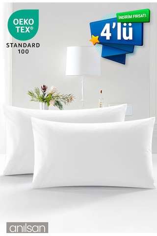 4'lü Mikrofiber Antialerjik Yastık - 1000gr, 50x70cm, Boncuk Silikon Dolgulu Beyaz