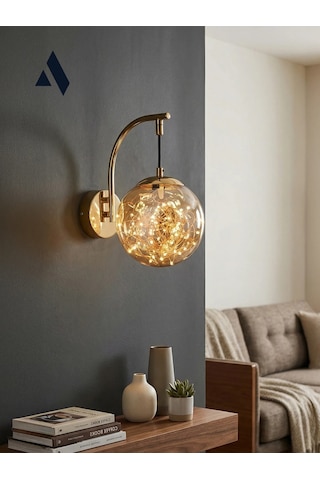 Glow Cam Peri Led Aplik Gold & Gümüş Gövde, Dekoratif Duvar Aydınlatma Gold