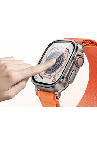 Apple Uyumlu  Watch  Ultra 49mm Zore Alm-01 Metal Çerçeveli Ekran Koruyucu
