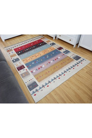 Renkli Ve Figürlü Modern Kilim Halı - 12664ou Çok Renkli