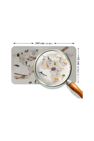 Eğitici Dünya Haritası Dünya Atlası Çocuk Ve Bebek Odası Duvar Sticker-60x105-3797 Çok Renkli