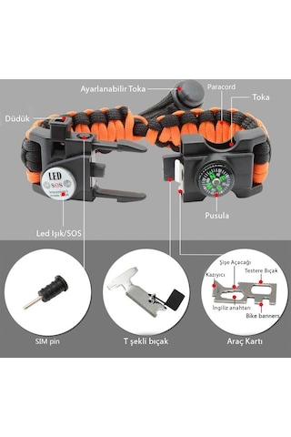 Out-4300 Paracord Hayatta Kalma Bilekliği - Siyah
