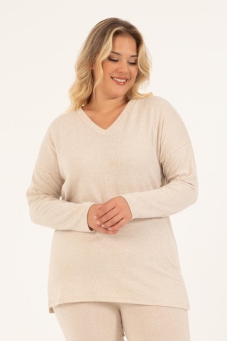 Basic V Yaka Triko Kazak-bej Bej