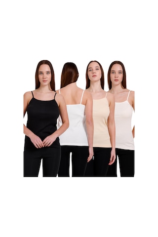 Comfort Secret Kadın Fitilli Pamuklu 4'lü Atlet Ekonomik Paket Beyaz