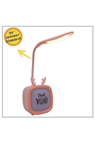 Tv Tasarımlı Kademeli Şarjlı Masa Lambası Led Gece Lambası Gri