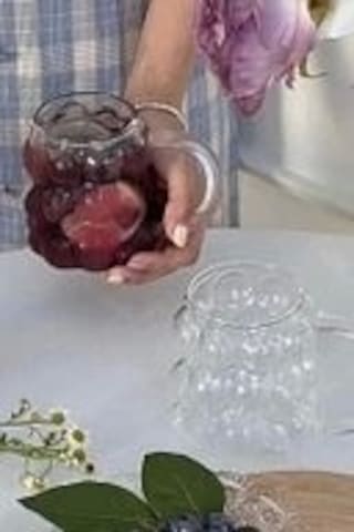 6'lı Bambu Kapaklı Üzüm Tanesi Boncuk Bardak 350 Ml Isıya Dayanıklı Cam Pipetli Kahve Sunum Bej