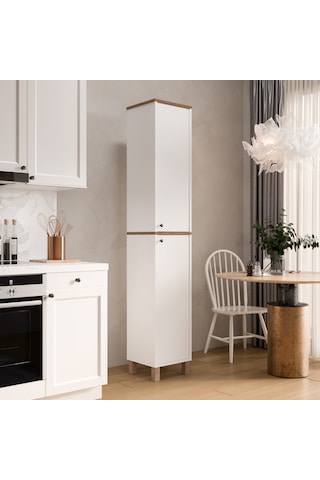 Robin Home Alaska Çok Amaçlı Dolap Mutfak Kiler Banyo Dolabı 195cm Sepet-beyaz Beyaz