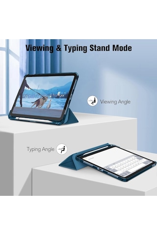 Apple Uyumlu iPad Air 11inç M2/m3 2025-2024 Kılıf Flip Cover Kalem Bölmeli Pc Case Kılıf