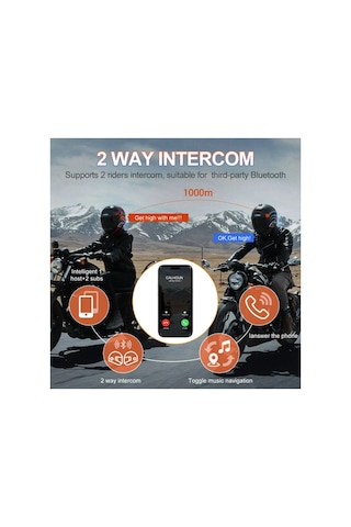Yeni Model Y80-2x Motosiklet İntercom 2 Kişilik Bağlantı Rgb Işıklı Bluetooth Kulaklık Seti 29346668