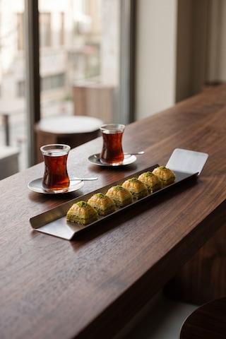 Dizör Linea Sunum Tepsisi Tek Levha 304 Paslanmaz Çelik, Fırçalı, Numaralı Gümüş