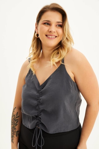 İp Askılı Önü Büzgülü Top - Antrasit