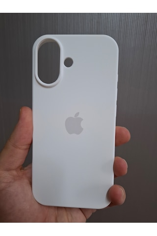 Apple Uyumlu iPhone 17 Logolu İçi Kadife Silikon Lansman Kılıf Beyaz