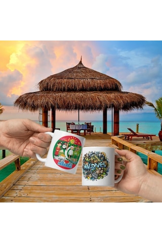 Maldivler Kupa Bardak 2 Adet Seyahat Hatıra Maldives Mug