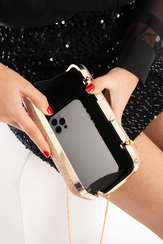 Daj Company Kadın Simli Düğün Şık Tasarım Abiye Portföy Clutch Kadın El Ve Omuz Çantası Altın