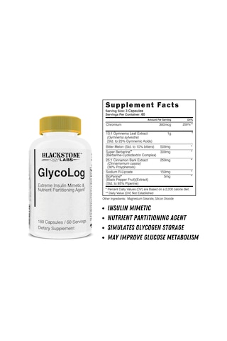 Blackstone Labs Glycolog 10:1 Gymnema Leaf , Super Berberine , Bitter Melon Blood Sugar 180 Caps