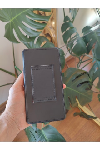 Kemere Takılan Suni Deri Dikey Lüks Kılıf Büyük Boy Mıknatıslı Dik 17x8 Cm Siyah