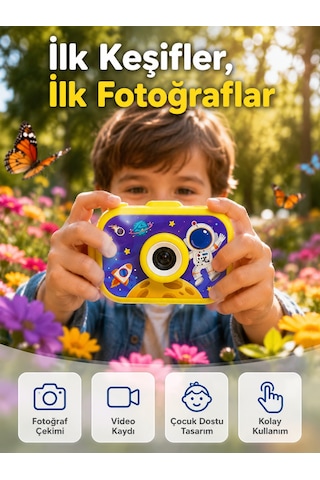 Çocuk Dijital Fotoğraf Makinesi Şarjlı Video Kamera 2.0 İnç Tft Renkli Ekran
