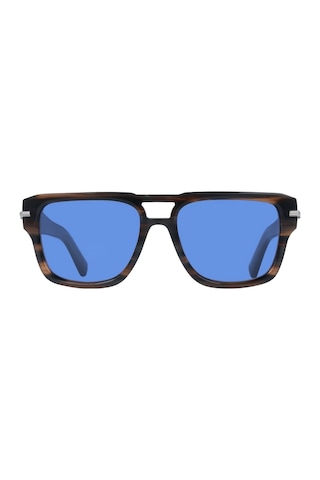 Salvatore Ferragamo Sf 2070s 216 56 Unisex Dikdörtgen Kırçıllı Kahverengi Kemik Güneş Gözlüğü Kahverengi