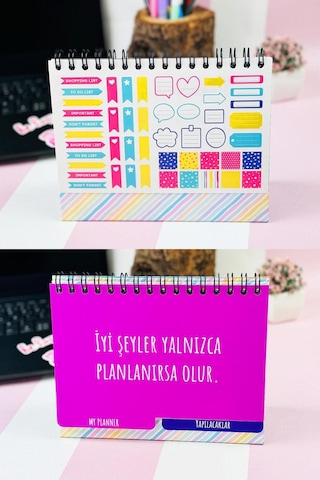 Herkesin Hayatına Kimse Karışamaz Tasarımlı Yeni Nesil Masa Üstü Planner 2 Sayfa Sticker