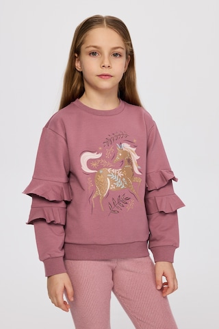 Panço Kız Çocuk Baskı Detaylı Mürdüm Sweatshirt Mor