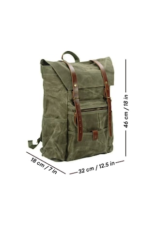 Diwu Retro Mumlu Kanvas Deri Büyük Outdoor Sırt Çantası Yeşil Çok Renkli