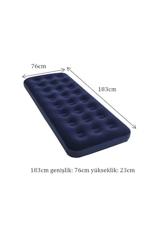 Reidan Mavi Şişme Yatak Kamp Yatağı 183x76x23cm Ev Kamp Yatağı Mavi