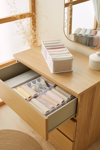 Ocean Home Textile 3'lü 8 Bölmeli Beyaz Renk File Çekmece İçi Düzenleyici Set