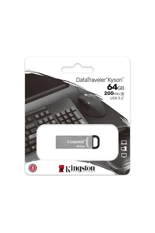 Kingston DTKN-64GB 64GB DataTraveler Kyson 200MB-s Metal USB 3.2 Gen 1 Flash Bellek