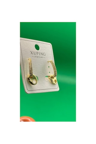 Xuping Zirkon Taşlı Altın Renginde Çelik Kadın Küpe 69107888