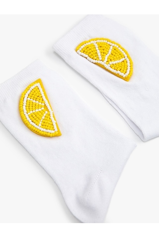 Koton Limon Detaylı Soket Çorap Boncuk İşlemeli Beyaz 3sak80176aa 3SAK80176AA000 Beyaz